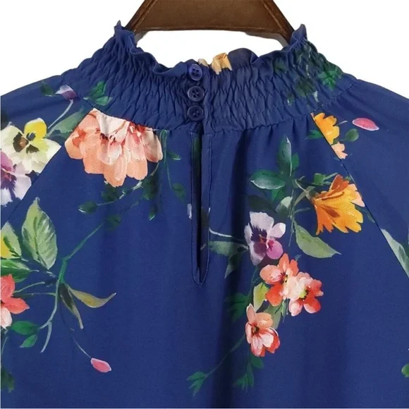 NWOT Yumi Kim Class Act Mini Dress Navy Floral Print Long Sleeve Smocked- XL - Picture 6 of 10